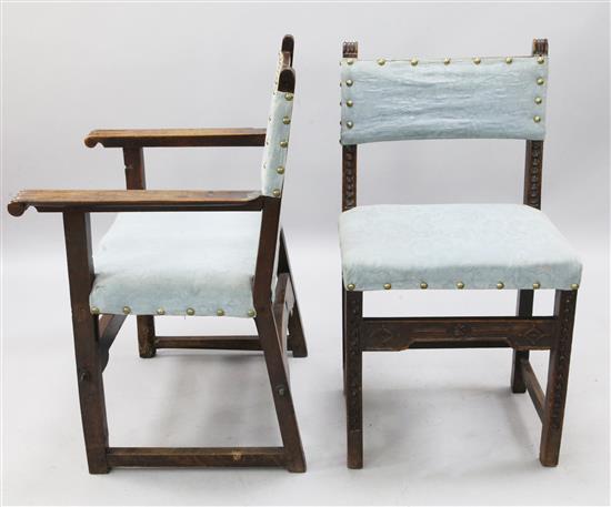 A set of four 19th century Italian walnut dining chairs, H.3ft 1in.